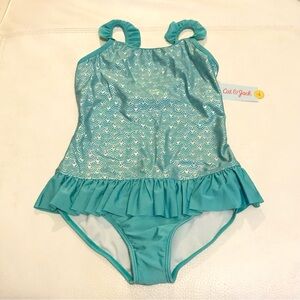 Cat & Jack Girl's Turquoise Shimmermaid One Piece Swimsuit  L Plus